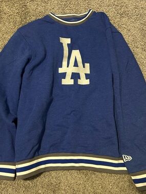 New Era Blue and White LA Logo Sweatshirt